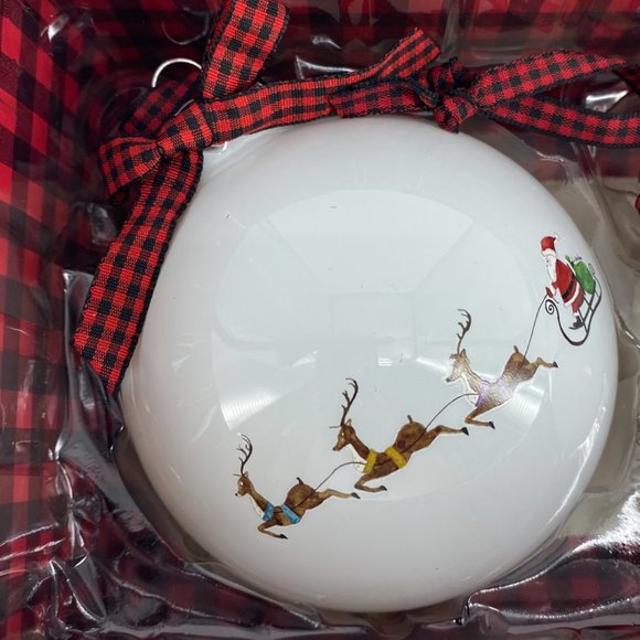 RAE DUNN. Santa Claus and Snowman Glass Christmas Ornaments-Gift Set - Picture 5 of 11